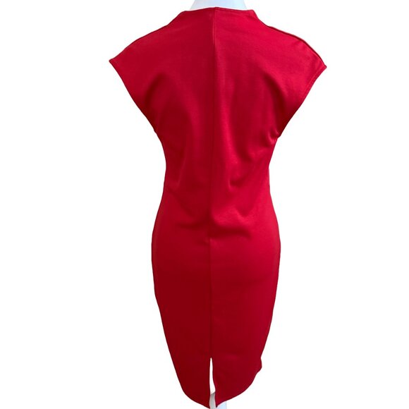 D.N.A. Couture Women's Fit and Flare Red Dress - Picture 3 of 5